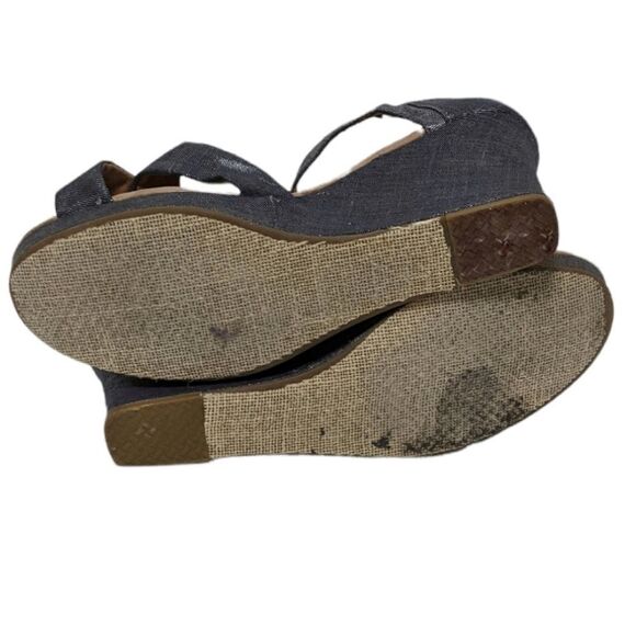 TOMS Metallic Denim Strappy Wedge Heels 12 - Picture 11 of 12